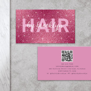 Shock rosa Hair efter Stylist QR-kod Visitkort