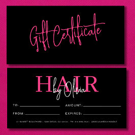 Shock rosa Hair Salon Monogram Gift-certifikat