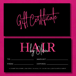 Shock rosa Hair Salon Monogram Gift-certifikat
