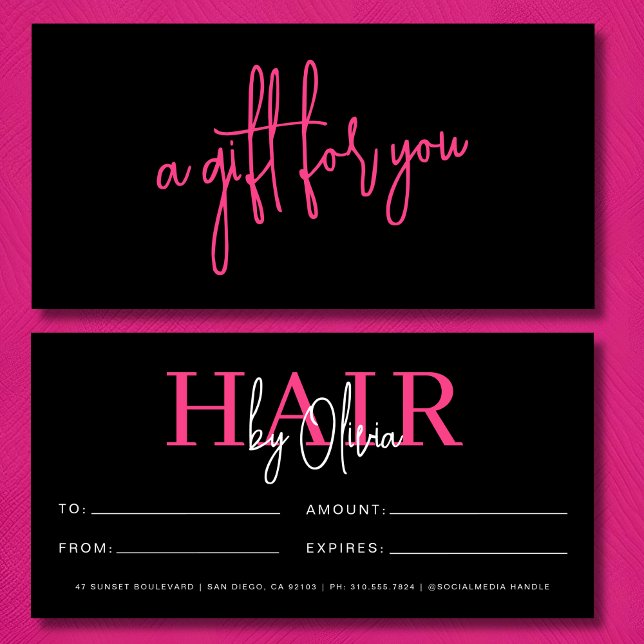 Shock rosa Hair Salon Monogram Gift-certifikat (Skapare uppladdad)