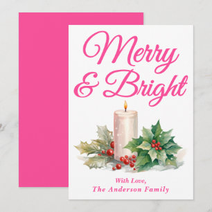 Shock rosa Handskrivet skript - merry & Bright Julkort