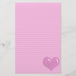 Shock rosa Heart Monogram som tillval linjeförråd Brevpapper