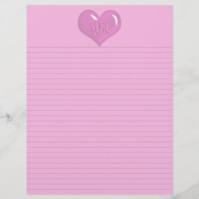 Shock rosa Heart Monogram (tillval) Linjer (Framsida)