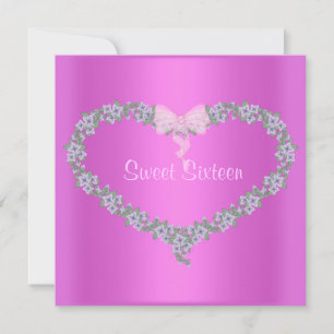 SHOCK ROSA HEARTS SWEET SIXTEEN BIRTHDAY-INVIKATIO INBJUDNINGAR