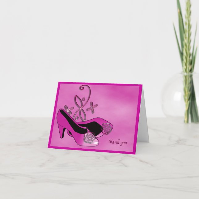 Shock rosa Heels Quinceanera 15:e födelsedagen Tac Tack Kort (Framsida)