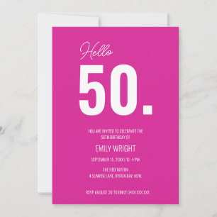 Shock rosa Hej 50:e födelsedagsinbjudan Inbjudningar