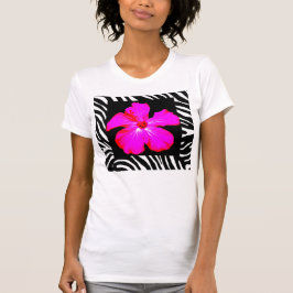 Shock rosa Hibiscus på Zebra tryck Performance Shi T-shirt