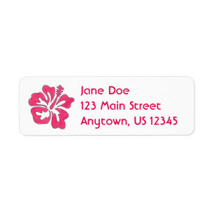 Shock rosa Hibiscus Tropical Island Flower Blommig Returadress Etikett