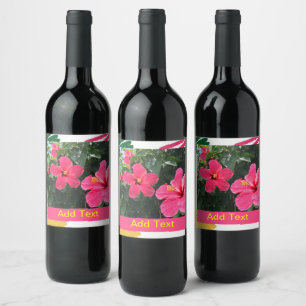 Shock rosa Hibiscus Vinflaska Etikett