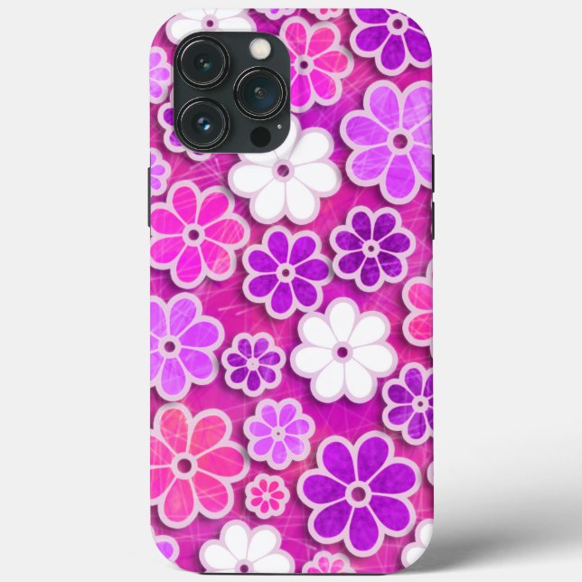 Shock rosa Hippie iPhone | 60-tal Hippie iPhone 13 (Baksida)