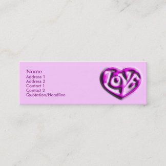 Shock rosa Hippie Kärlek Heart Mini Visitkort