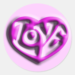 Shock rosa Hippie Kärlek Heart Runt Klistermärke