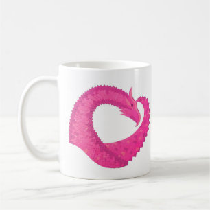 Shock rosa hjärthandling på vitt kaffemugg
