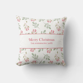 Shock rosa Holly Berry jul Dekorativ kudde