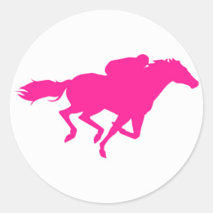 Shock rosa Horse Tävla, Tävling Horse Runt Klistermärke