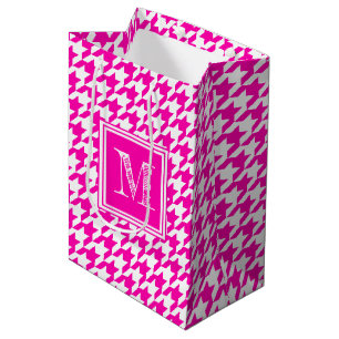 Shock rosa Houndstooth   Modern Monogram