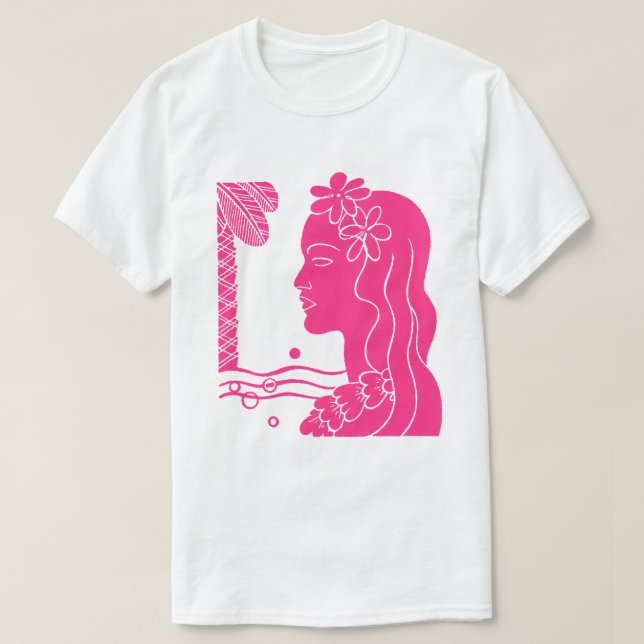 Shock rosa Hula Girl Head T-Shirt (Design framsida)