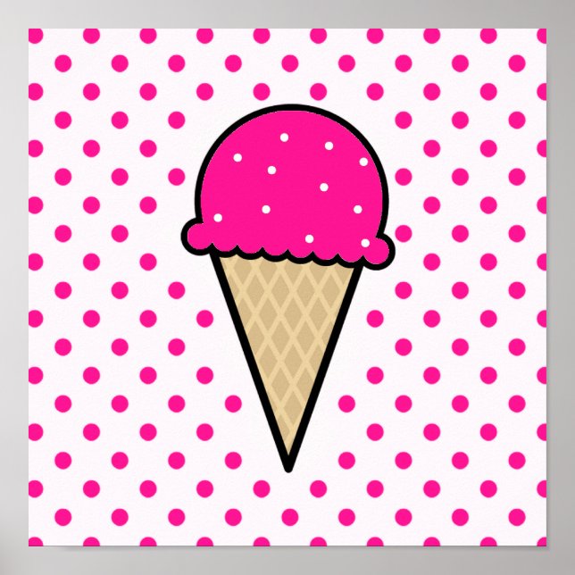 Shock rosa Ice Cream Cone Poster (Framsidan)