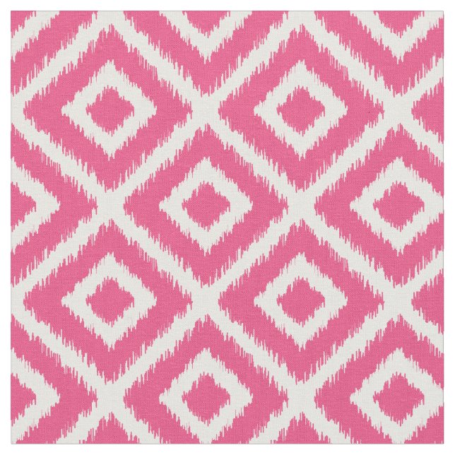 Shock rosa Ikat Diamonds Tyg (Närbild)
