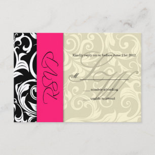 Shock rosa Ivory Swirl Bröllop OSA Kort