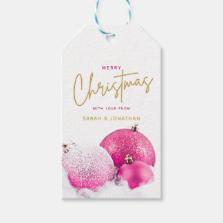 Shock rosa jul Baubles Presentetikett