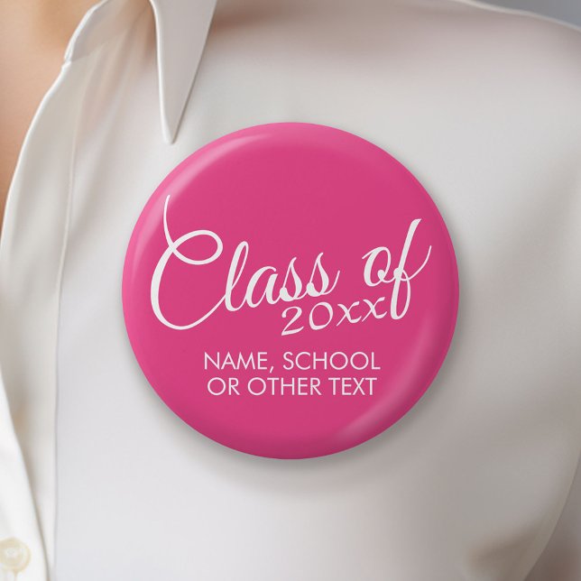 Shock rosa - Klass med Anpassningsbar- och gymnasi Knapp (Custom Button)