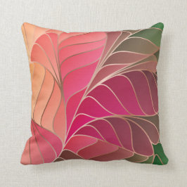 Shock rosa, korall, persikor, Grönt New Art nouvea Kudde