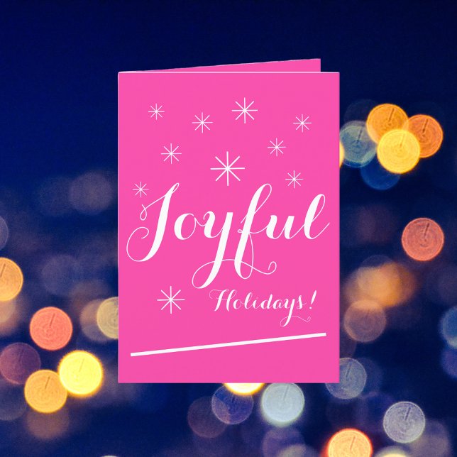 Shock rosa-kort för Julskript, Chic Helgdag Helgkort (Wishing you a Joyful holiday season.)