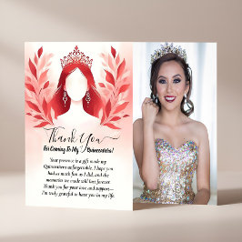 Shock rosa Krona Tiara Black Snöre Red Quinceanera Tack Kort