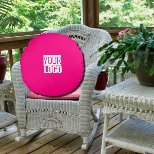 shock rosa - lägg till logotyp rund kudde (Skapare uppladdad)