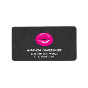 Shock rosa Läppar Glamous Illustration Adressetikett