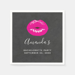 Shock rosa Läppar Glamous Illustration Bachelorett Pappersservett