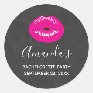 Shock rosa Läppar Glamous Illustration Bachelorett Runt Klistermärke