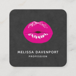 Shock rosa Läppar Glamous Illustration Fyrkantigt Visitkort