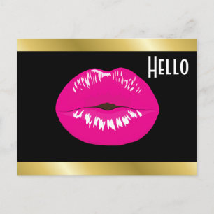 Shock rosa Läppar Glamous Illustration Hej Vykort