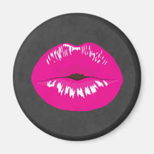 Shock rosa Läppar Glamous Illustration Magnet