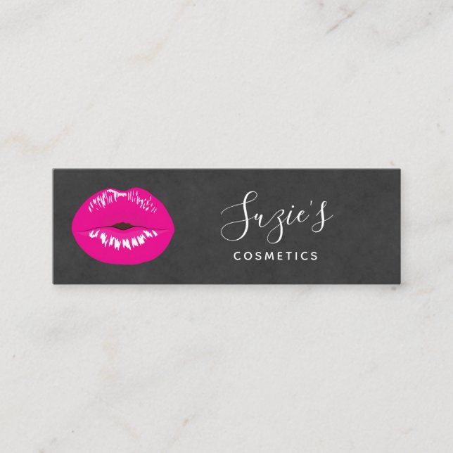 Shock rosa Läppar Glamous Illustration Mini Visitkort (Framsida)