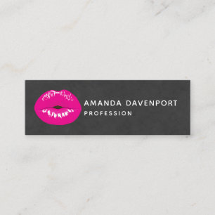 Shock rosa Läppar Glamous Illustration Mini Visitkort