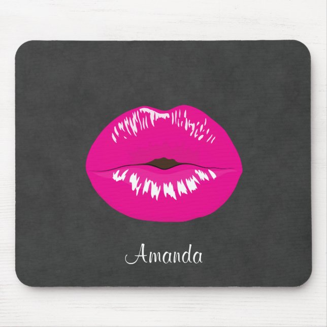 Shock rosa Läppar Glamous Illustration Musmatta (Framsidan)