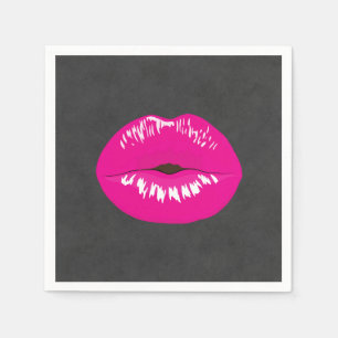 Shock rosa Läppar Glamous Illustration Pappersservett