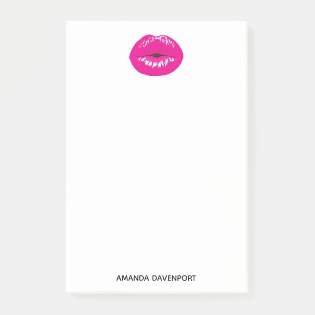 Shock rosa Läppar Glamous Illustration Post-it Block (Framsida)