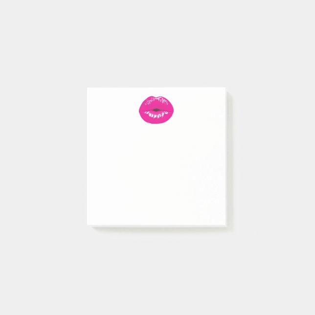 Shock rosa Läppar Glamous Illustration Post-it Block (Framsida)