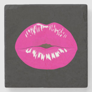 Shock rosa Läppar Glamous Illustration Stenunderlägg