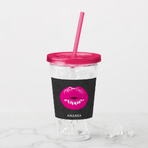 Shock rosa Läppar Glamous Illustration Take Away Mugg