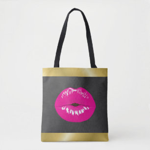 Shock rosa Läppar Glamous Illustration Tygkasse