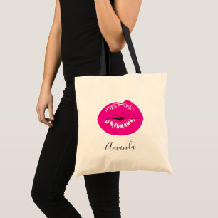 Shock rosa Läppar Glamous Illustration Tygkasse