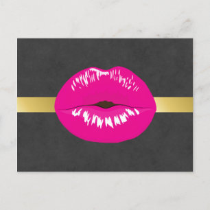 Shock rosa Läppar Glamous Illustration Vykort