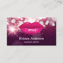 Shock rosa Läppar Glitter Beauty Salon Makeup Arti Visitkort