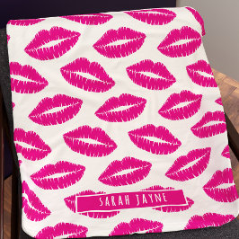 Shock rosa Läppar Lipstick Kiss Mönster Fleece Bla