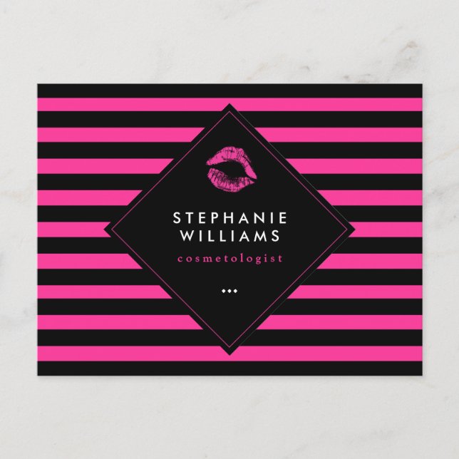 shock rosa Läppar Makeup Artistry Comp Card Vykort (Framsida)